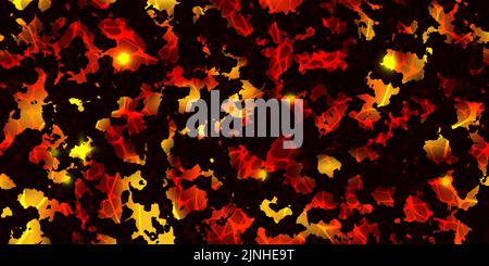 Seamless pattern of volcanic lava with cracked ground texture. Hot magma surface top view. Broken crust with liquid flame. Abstract vector background. Stock Vector