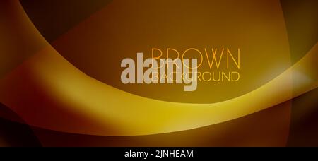 Abstract dark brown background with curved gold line. Vector graphic pattern Stock Vector