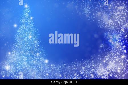 Glittering Christmas tree illuminations and snowflakes Stock Vector