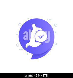 good digestion icon with a stomach, vector Stock Vector
