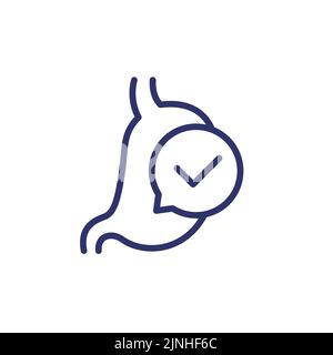 good digestion icon with a stomach, line vector Stock Vector