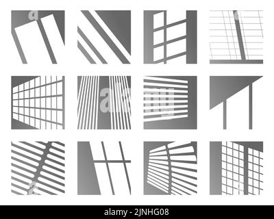 Window shadow vecgtor set. Shadow overlay effects collection. Window frames,Reflection of light on the wall. Stock Vector