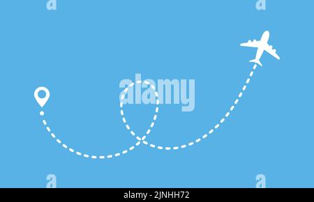 Airplane sky route. Air plane line vector icon. Abstract travel concept graphic element for presentation Stock Vector