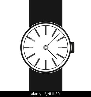 Analog wristband watch greyscale icon - vector illustration Stock Vector