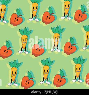 carrots and apples cartoon Stock Vector