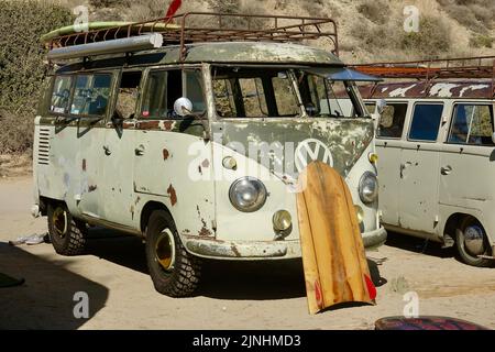 Classic VW camper vans at a surf festival in Scarborough Stock Photo ...