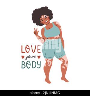 Body positive. Love your body. Different skin color and body size women  characters. Flat vector illustration for postcard, card, banner, poster,  app Stock Vector Image & Art - Alamy