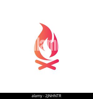 Fire silhouette burning fire flame logo design vector template. Stock Vector