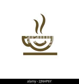 happy coffee logo, coffee shop logo symbol Stock Vector