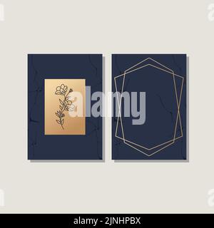 Wedding invitation cards texture background and gold geometric line design vector. Stock Vector