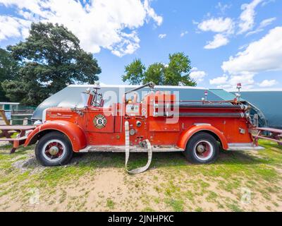 Antique Chelsea Fire Department Mark fire truck in Connors Farm in Danvers, Massachusetts MA, USA. Stock Photo