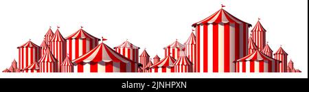 Circus Horizontal design and festival background with blank space as a big top tent carnival fun and entertainment icon for a theatrical party. Stock Photo