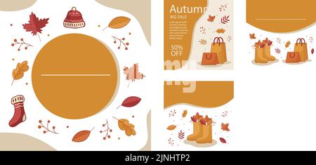 Hand drawn posts set for autumn celebration Vector illustration Stock ...
