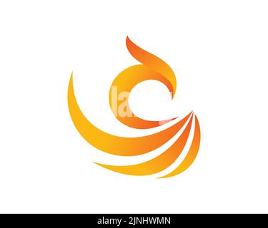 Simple and Creative Phoenix Illustration with Flapping Wing Gesture Stock Vector
