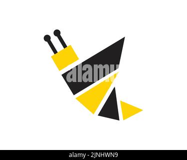 Simple Flying Bee Illustration with Flat Design Style Stock Vector