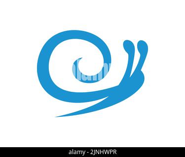 Simple Snail Illustration visualized with Blue Color and Simple Silhouette Style Stock Vector