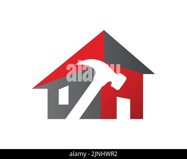 Simple Real Estate combined with Hammer Illustration Symbolizing Construction and Real Estate Stock Vector