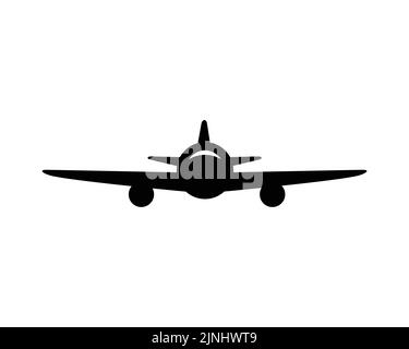 Simple Front View of Flying Plane Illustration Stock Vector