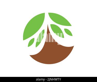 Simple Tree Icon and Symbol visualized with Flat Art Style Stock Vector