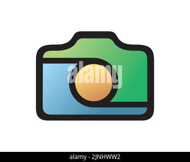 Simple and Creative Camera and Photography Illustrationvisualized with Blue, Yellow mixed with Green Color and Simple Illustration Stock Vector