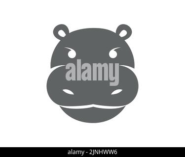 Simple Front View of Hippopotamus Head Illustration Stock Vector