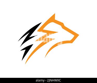 Wolf Head combined with Thunder Illustration Stock Vector