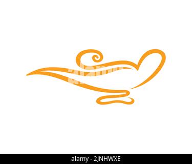 Simple Oil Magic Lamp Illustration visualized with Yellow Color and Simple Illustration Stock Vector