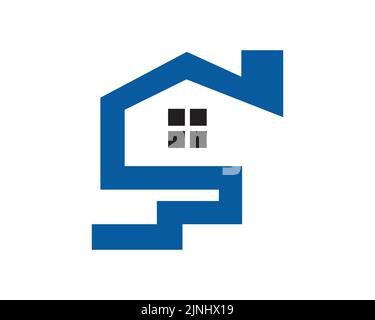 Simple Home and Real Estate combined with Stairs Like Shape Illustration Stock Vector