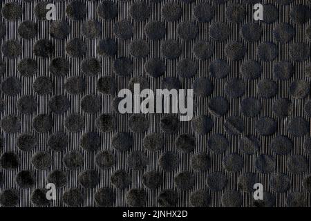 Black fabric with velvet dots and stripes Stock Photo