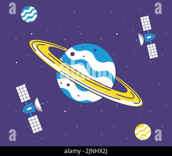 five space outer icons Stock Vector