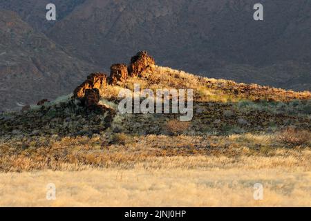 Scenic desert landscape at sunset, Brandberg mountain, Namibia Stock Photo