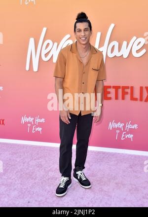 Westwood, USA. 11th Aug, 2022. Benjamin Norris walking on the red carpet at the Los Angeles premiere of 'Never Have I Ever' Season 3 at the Westwood Village Theater in Westwood, CA on August 11, 2022. (Photo By Scott Kirkland/Sipa USA) Credit: Sipa USA/Alamy Live News Stock Photo