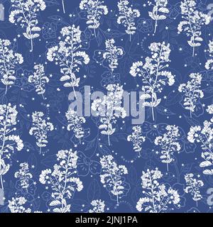 Vector cold frosty trees covered with snow texture seamless pattern background Stock Vector