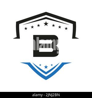 Letter B Automotive Shield Logo Vector Template. Transportation Logo Symbol Stock Vector