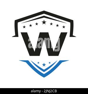 Letter W Automotive Shield Logo Vector Template. Transportation Logo Symbol Stock Vector
