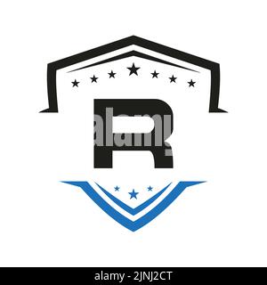 Letter R Automotive Shield Logo Vector Template. Transportation Logo Symbol Stock Vector