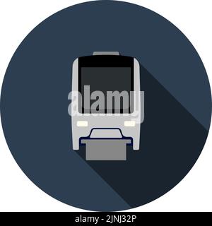 Monorail Icon. Flat Circle Stencil Design With Long Shadow. Vector Illustration. Stock Vector