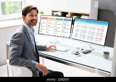 Business Schedule Calendar And Agenda Gantt Report Stock Photo