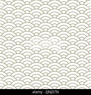 Seamless Geometric Pattern. Japanese Waves. Option with three lines Stock Vector