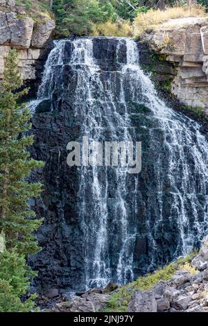 Rustic Falls - Waterfall Along Glen Creek near Mammoth Hot Springs Stock Photo