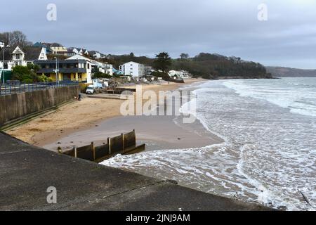 A winter view of the beach at Saundersfoot. Stock Photo