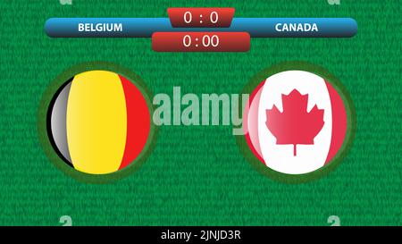 Announcement of the match between the Belgium and Canada as part of the soccer international tournament in Qatar 2022. Group A match. Vector illustrat Stock Vector