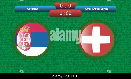 Announcement of the match between the Serbia and Switzerland as part of the soccer international tournament in Qatar 2022. Group A match. Vector illus Stock Vector