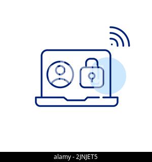 Secure user profile online. Pixel perfect, editable stroke line art icon Stock Vector