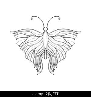 Art nouveau style basic butterfly element. 1920-1930 years vintage design. Symbol motif design. Isolated on white. Stock Vector