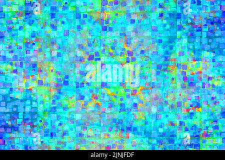 This vivid abstract geometric watercolor appears to have randomly tiled collages for backgrounds, screensavers, and wallpapers. Color palette is cool. Stock Vector
