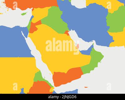 Political map of Middle East and Arabian Peninsula Stock Vector