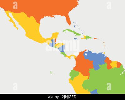 Political map of Central American and Caribbean Stock Vector