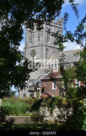 Christchurch Priory church. White-stone Anglican church dating from the 11th century. Stock Photo