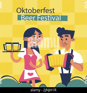 Flat oktoberfest posts set Vector illustration Stock Vector Image & Art ...